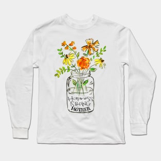 Happiness is being mother floral gift Long Sleeve T-Shirt